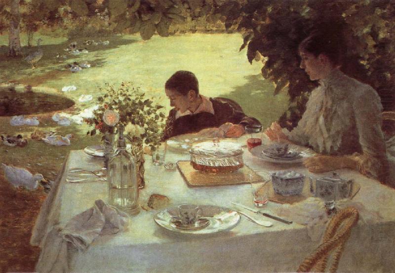 Giuseppe de nittis Breakfast in the Garden china oil painting image